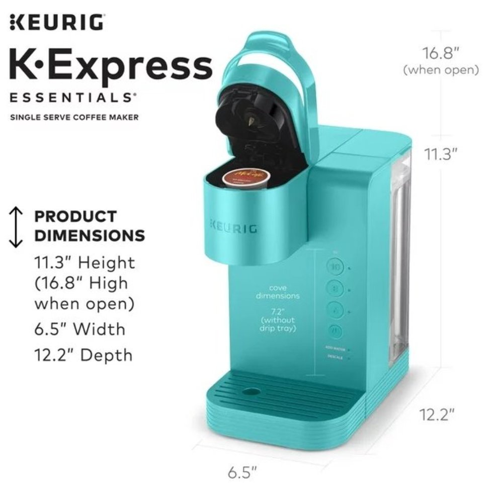 NWT KEURIG K-Express Essentials Single-Serve K-Cup Pod Coffee Maker Teal & Black - Picture 6 of 14